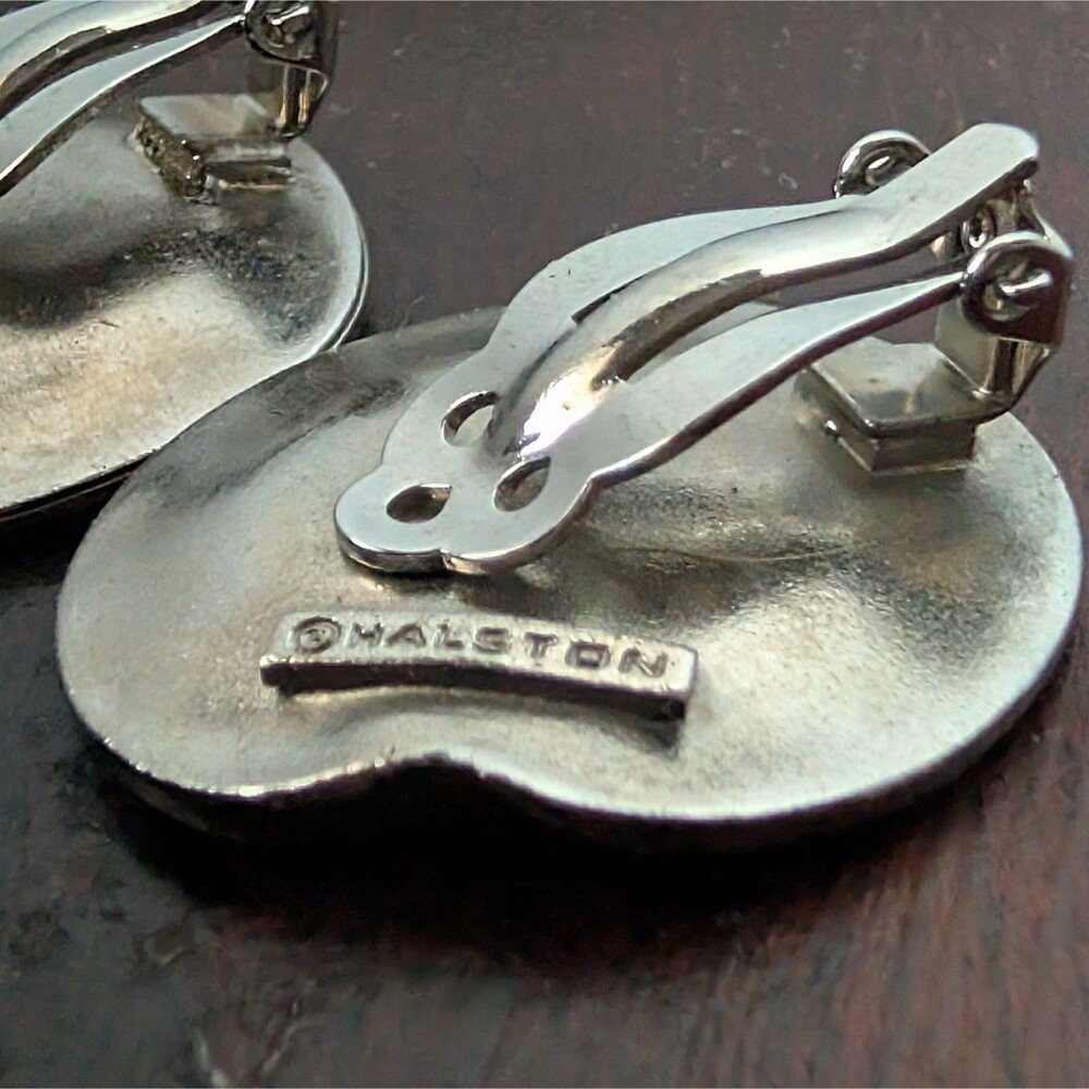 Rare Elsa Peretti Halston Signed Bean Earrings Vintage 70s Silver Sculptural XL - Picture 5 of 8